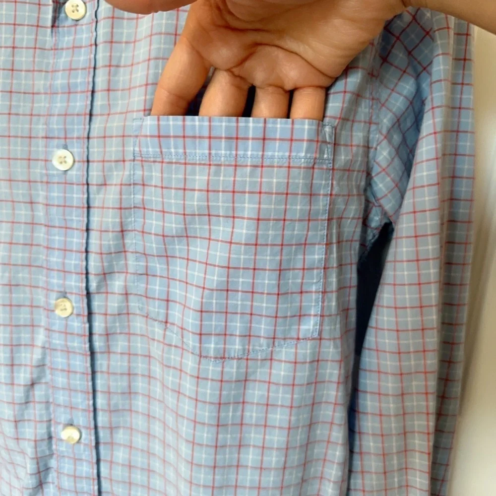 J. Crew Blue and Red Casual Button Down Shirt